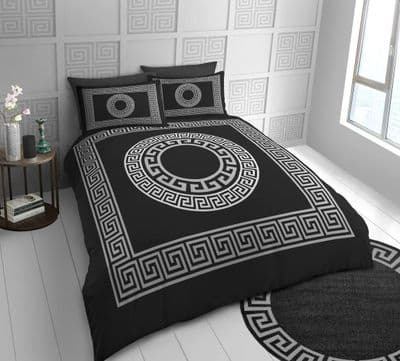 Greek Style Black King Duvet Cover Set | IDA Greek Key Luxury Bedding