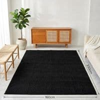 Greek Style Black Rug 160x230cm | Washable Anti-Slip Living Room Carpet