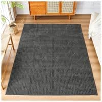 Greek Style Charcoal Rug 160x230cm | Washable Anti-Slip Living Room Rug
