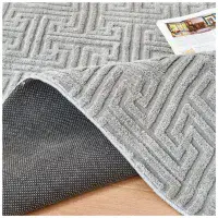 Greek Style Grey Rug 160x230cm | Washable Anti-Slip Living Room Carpet