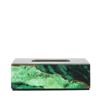 Green and Gold Agate Design Tissue Box Holder