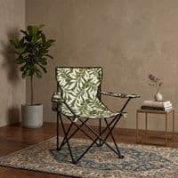 Green Leaf Folding Camping Armchair with Cup Holder & Carry Bag
