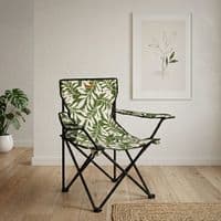 Green Leaf Folding Camping Armchair with Cup Holder & Carry Bag