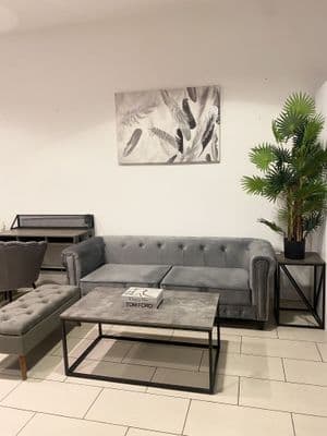 Grey Slate Effect Coffee Table With Black Frame