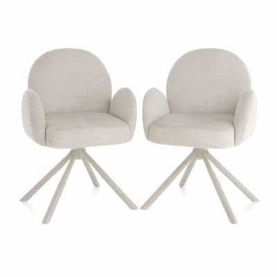 Gstaad Beige Swivel Dining Chairs Set of 2 Fabric Spider Legs