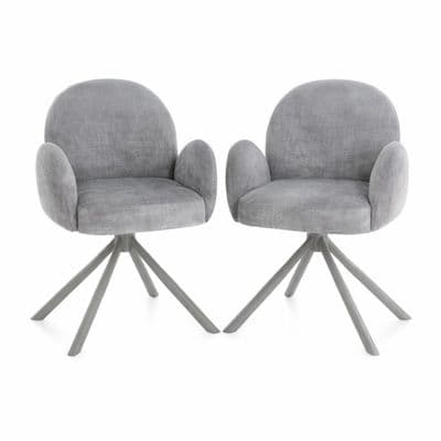 Gstaad Grey Swivel Dining Chairs Set of 2 Fabric Spider Leg Armchair