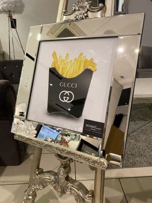 Gucci Black Fries Wall Art Mirror Frame 55Cm X 55Cm
