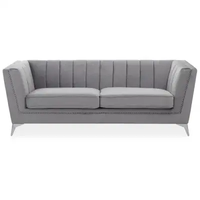 Hansa Three Seater Grey Velvet Sofa