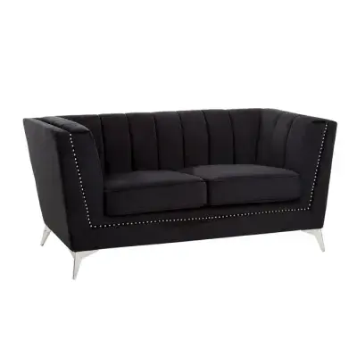 Hansa Two Seat Black Velvet Sofa