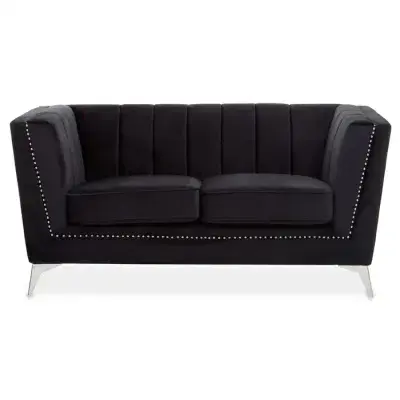 Hansa Two Seater Black Velvet Sofa