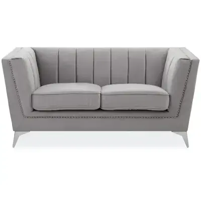 Hansa Two Seater Grey Velvet Sofa