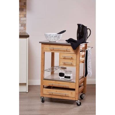 Harlow Bamboo Four Drawer Kitchen Trolley – Home Luxe Interior