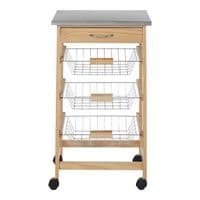 Harlow Glenn 3 Wire Baskets Pinewood Kitchen Trolley – Home Luxe Interior