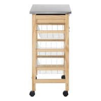 Harlow Glenn 3 Wire Baskets Pinewood Kitchen Trolley – Home Luxe Interior