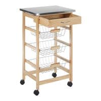 Harlow Glenn 3 Wire Baskets Pinewood Kitchen Trolley – Home Luxe Interior