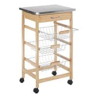 Harlow Glenn 3 Wire Baskets Pinewood Kitchen Trolley – Home Luxe Interior