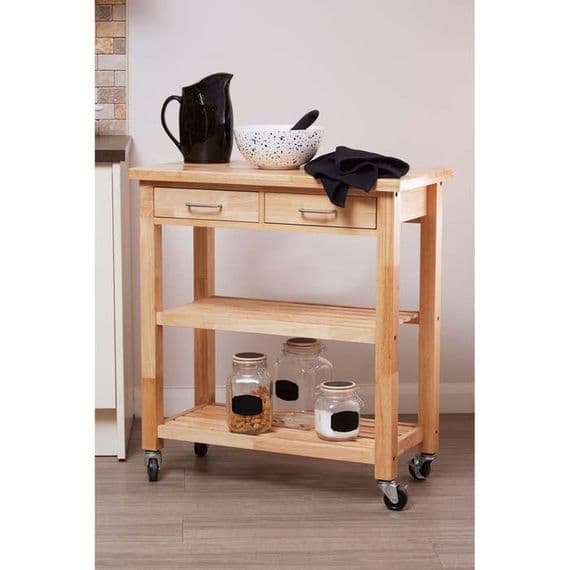 Harlow Glenn Tropical Hevea Wood Kitchen Trolley – Home Luxe Interior