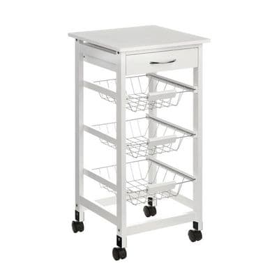 Harlow Glenn White Veneer Finish Kitchen Trolley – Home Luxe Interior