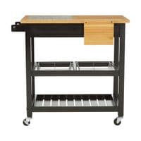 Harlow Glenn Wide Kitchen Trolley with Granite Top – Home Luxe Interior
