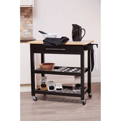 Harlow Glenn Wide Kitchen Trolley with Granite Top – Home Luxe Interior