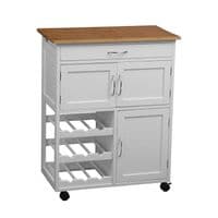 Harlow White and Bamboo Top Kitchen Trolley – Home Luxe Interior