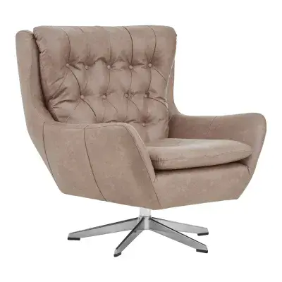 Harold faux brown leather Armchair