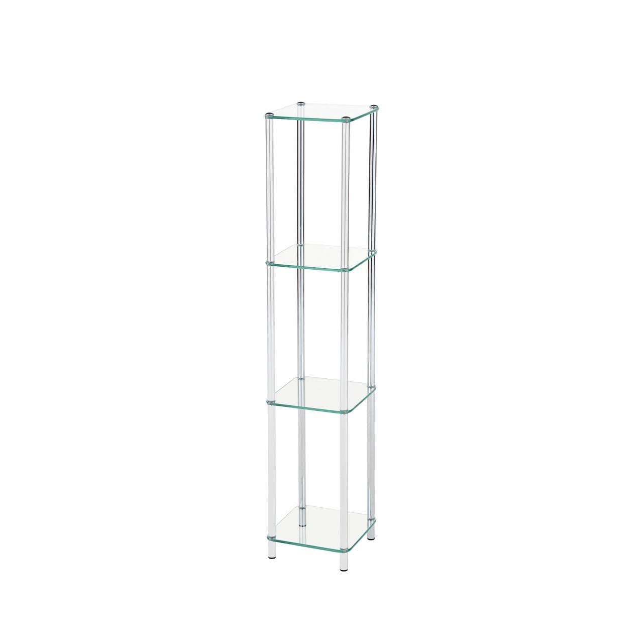 Harry 126 8cm Slim Chrome and Clear Glass 4 Tier Display Unit