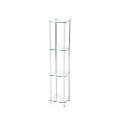 Harry 126.8cm Slim Chrome and Clear Glass 4 Tier Display Unit