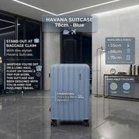 Havana 78cm Large Hard Shell Suitcase - Blue Travel Luggage