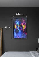 Headphones Girl Neon LED Wall Art - 40x60cm Cyberpunk Synthwave Canvas USB