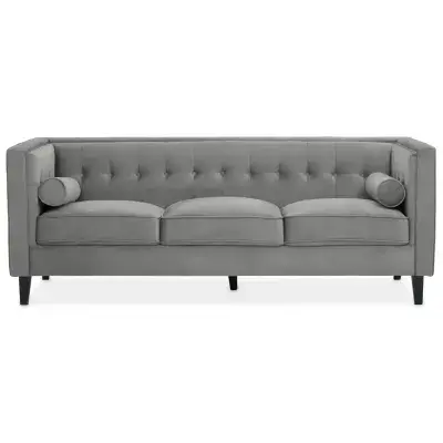 Helia 3 Seat Grey Velvet Sofa
