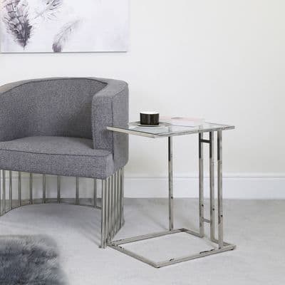 Henry Stainless Steel Sofa Table Clear Glass