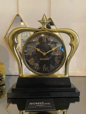 Hollywood Crown Mantle Clock Gold