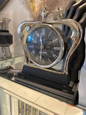 Hollywood Crown Mantle Clock Silver