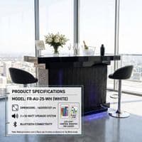 Home Luxe Aura Black Drinks Bar with LED Lights & Bluetooth Speakers