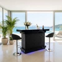 Home Luxe Aura Black Drinks Bar with LED Lights & Bluetooth Speakers