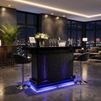 Home Luxe Aura Black Drinks Bar with LED Lights & Bluetooth Speakers