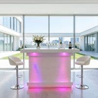Home Luxe Aura White Drinks Bar with LED Lights & Bluetooth Speakers