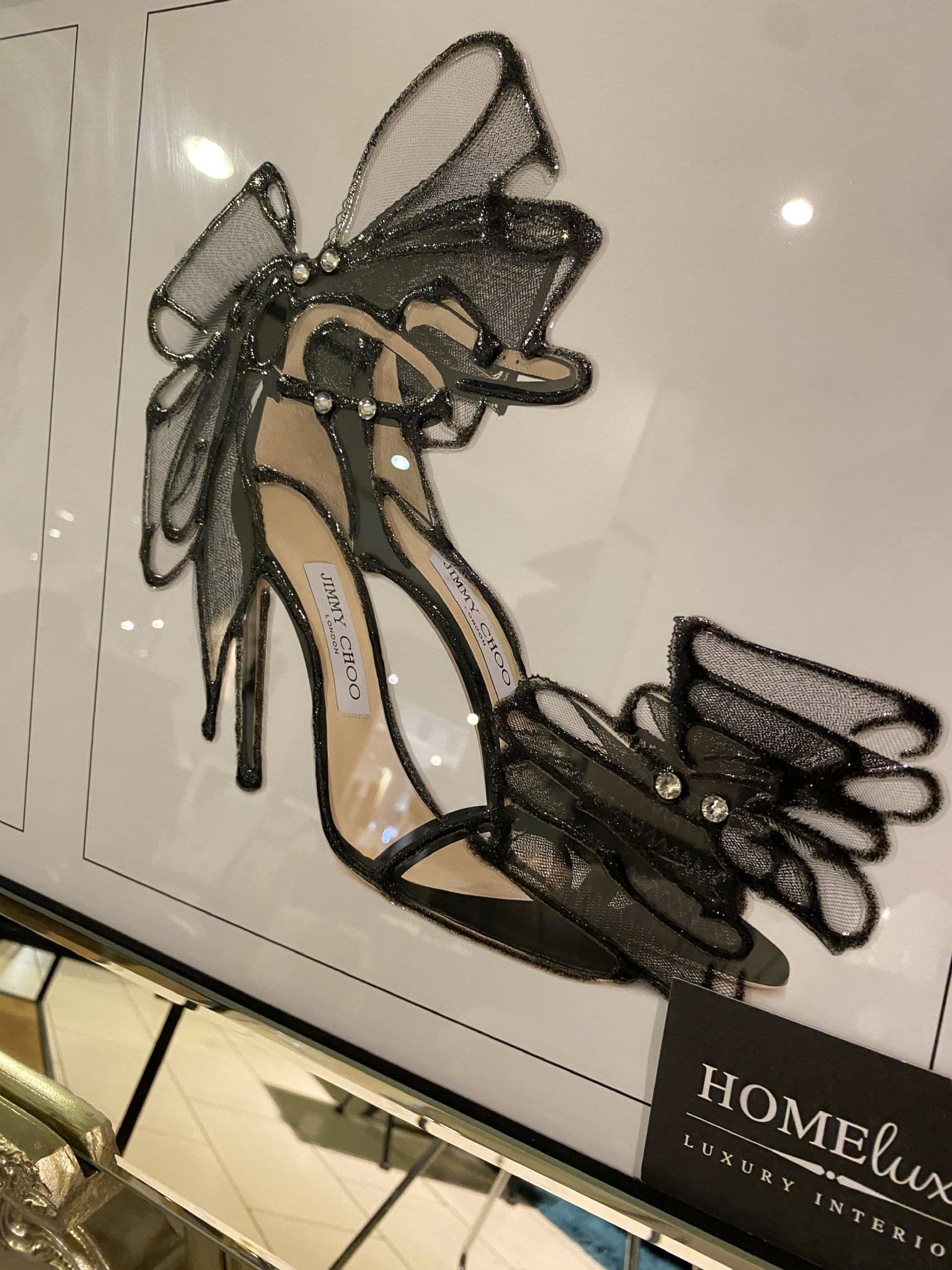 Jimmy Choo Black Fashion Shoes Wall Art Mirror Frame 110Cm X 50Cm