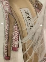 Jimmy Choo Feather Shoes Pink Wall Art Mirror Frame