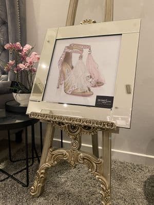 Jimmy Choo Feather Shoes Pink Wall Art Mirror Frame