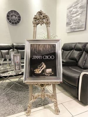 Jimmy Choo Golden Shoes Wall Chrome Frame