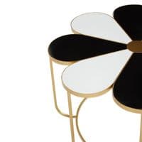 Jodie Black and White Flower Petal Coffee Table with Gold Frame