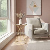 Jodie Black and White Flower Petal End Table - Gold Hourglass Base