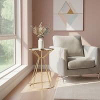 Jodie Black and White Flower Petal End Table - Gold Hourglass Base