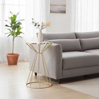 Jodie Black and White Flower Petal End Table - Gold Hourglass Base