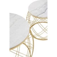 Jodie Set of 2 White Marble Coffee Tables - Geometric Gold Frames