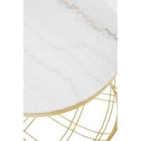 Jodie Set of 2 White Marble Coffee Tables - Geometric Gold Frames