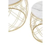 Jodie Set of 2 White Marble Coffee Tables - Geometric Gold Frames