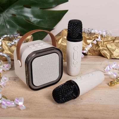KARAOKE MACHINE + 2 MICS BEIGE